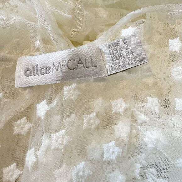 Alice McCall Forever Young White Lace Illusion Ruffle Mini Dress US 2 Bridal - Picture 9 of 11